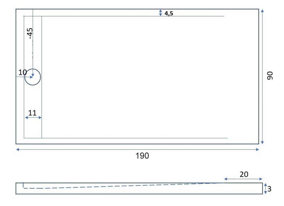 Piatto Doccia 90x190 cm in Pietra Bonussi Trivor Crema