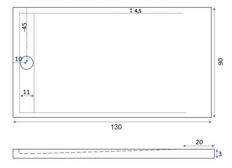 Piatto Doccia 90x130 cm in Pietra Bonussi Trivor Moka