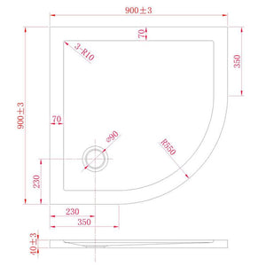 Piatto Doccia Semicircolare 90x90 cm in Acrilico Fosterberg Floret 4 Antracite