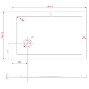 Piatto Doccia 70x110 cm in Acrilico Fosterberg Floret 2 Antracite