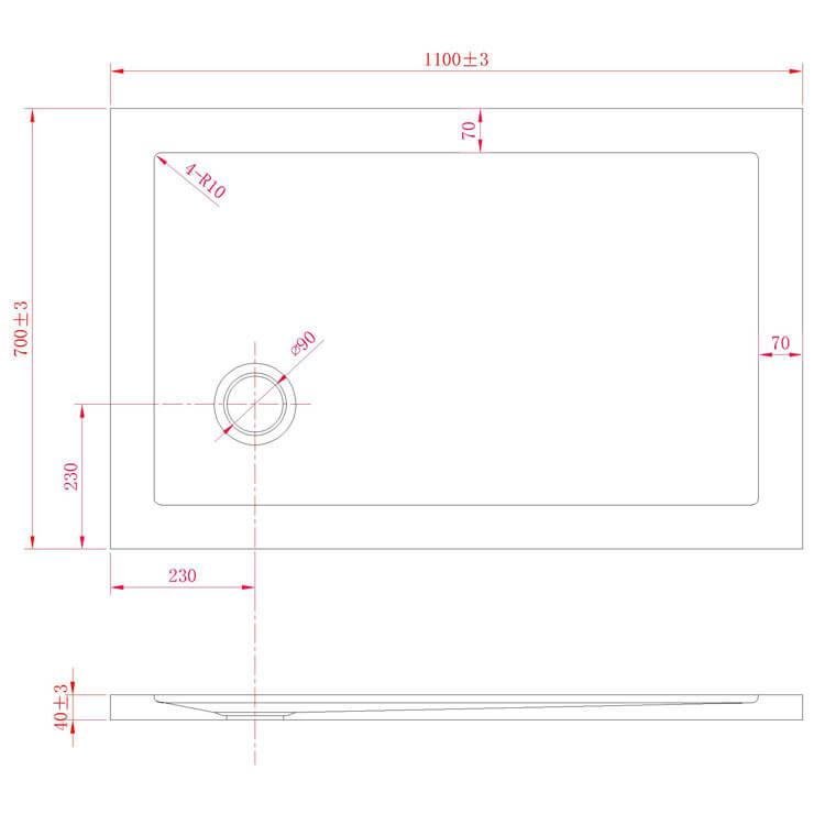 Piatto Doccia 70x110 cm in Acrilico Fosterberg Floret 2 Antracite