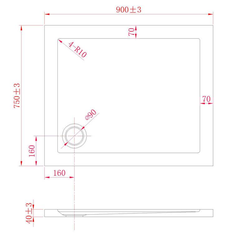 Piatto Doccia 75x90 cm in Acrilico Fosterberg Floret 2 Antracite