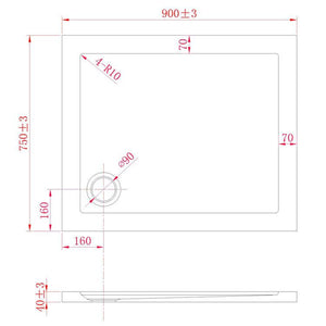 Piatto Doccia 75x90 cm in Acrilico Fosterberg Floret 2 Antracite