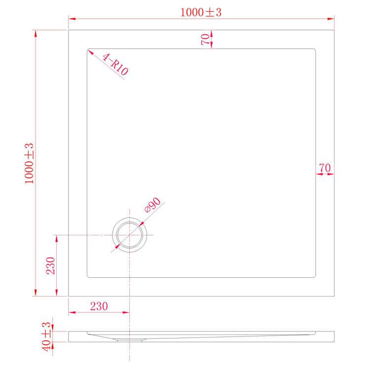 Piatto Doccia 100x100 cm in Acrilico Fosterberg Floret 2 Antracite