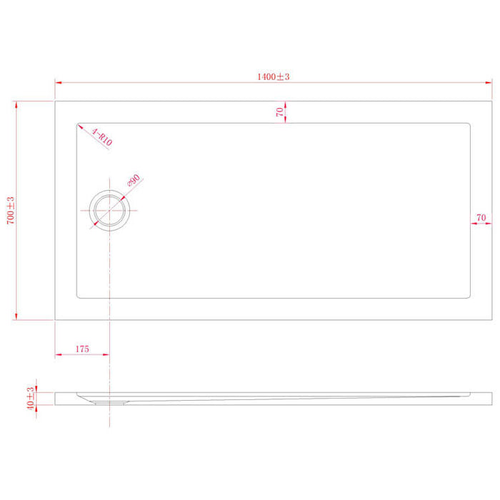 Piatto Doccia in Acrilico Fosterberg Floret Antracite 70x140 cm