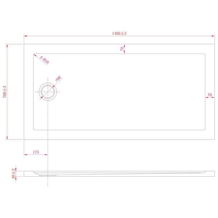 Piatto Doccia in Acrilico Fosterberg Floret Antracite 70x140 cm