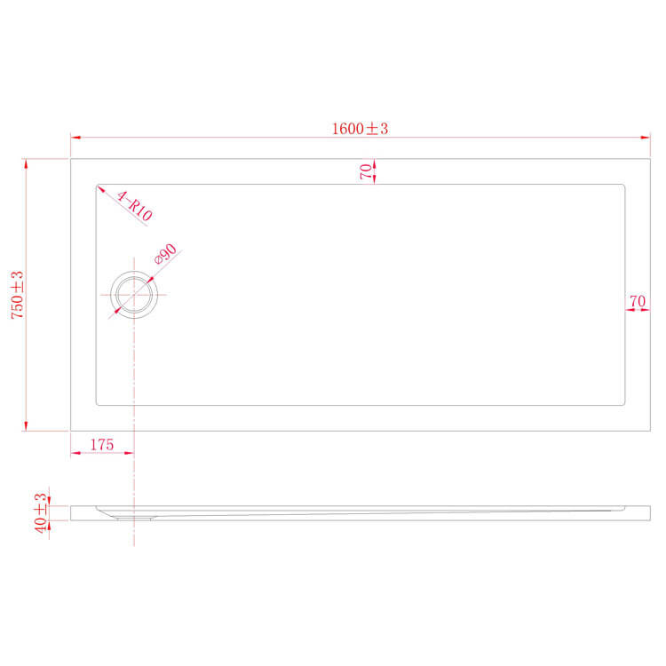 Piatto Doccia 75x160 cm in Acrilico Fosterberg Floret Antracite