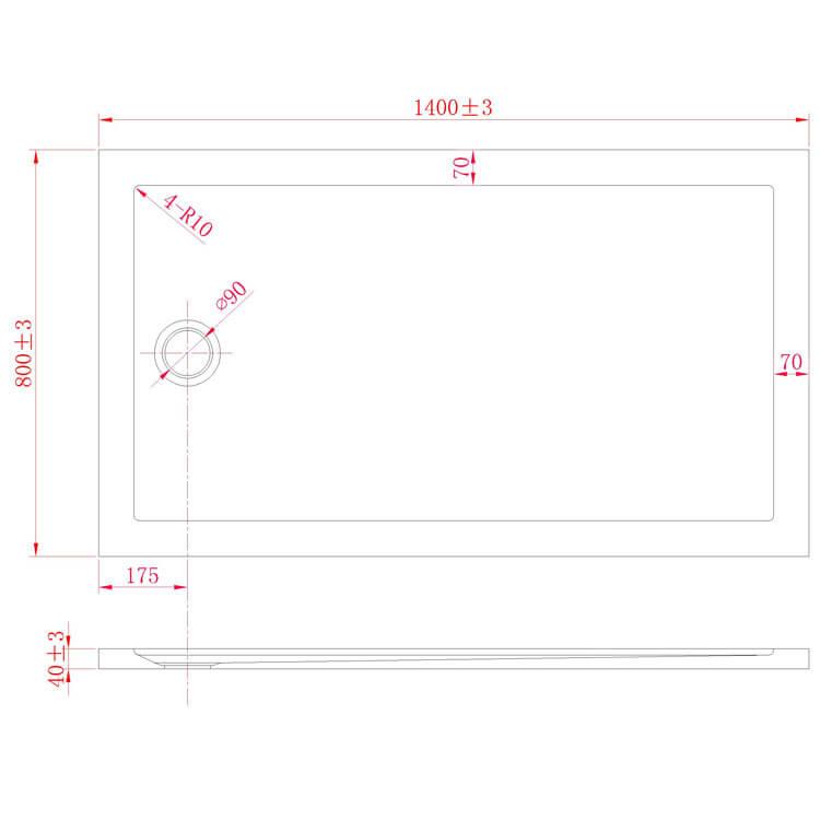 Piatto Doccia 80x140 cm in Acrilico Fosterberg Floret Antracite