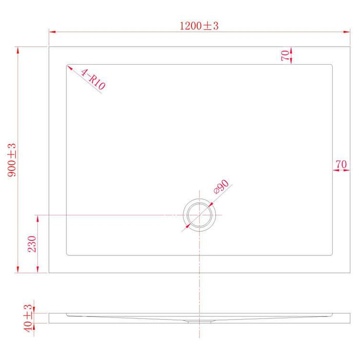 Piatto Doccia 90x120 cm in Acrilico Fosterberg Floret 3 Antracite