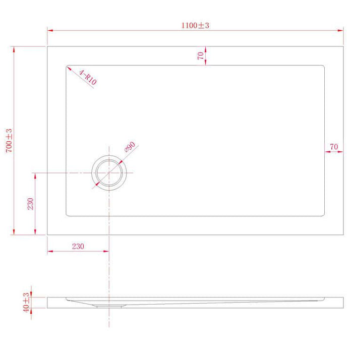 Piatto Doccia 70x110 cm in Acrilico Fosterberg Floret 2 Bianco