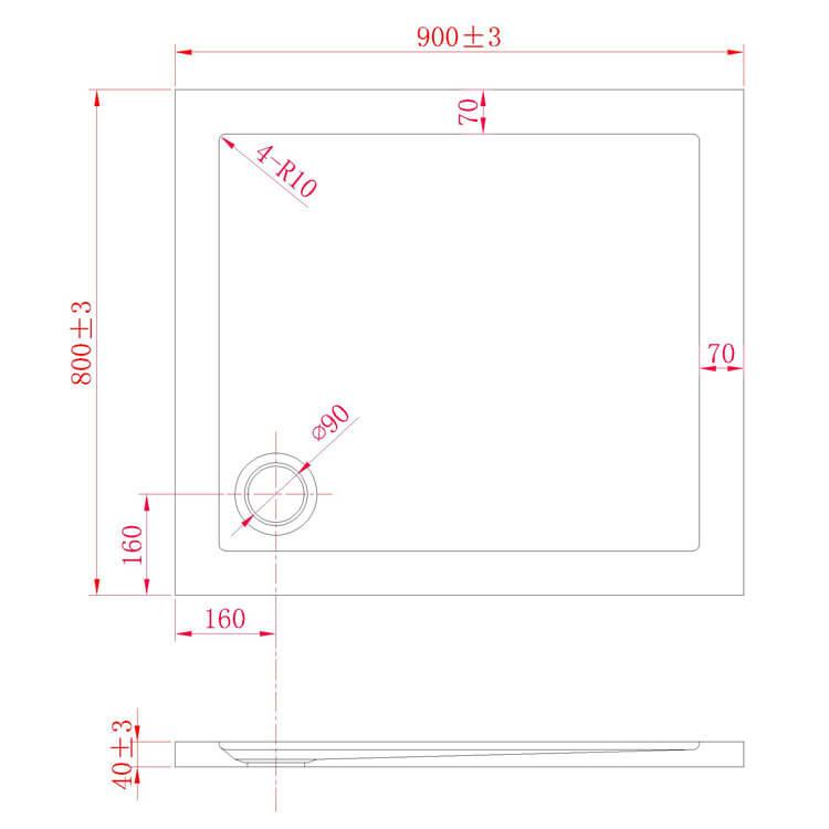 Piatto Doccia 80x90 cm in Acrilico Fosterberg Floret 2 Bianco