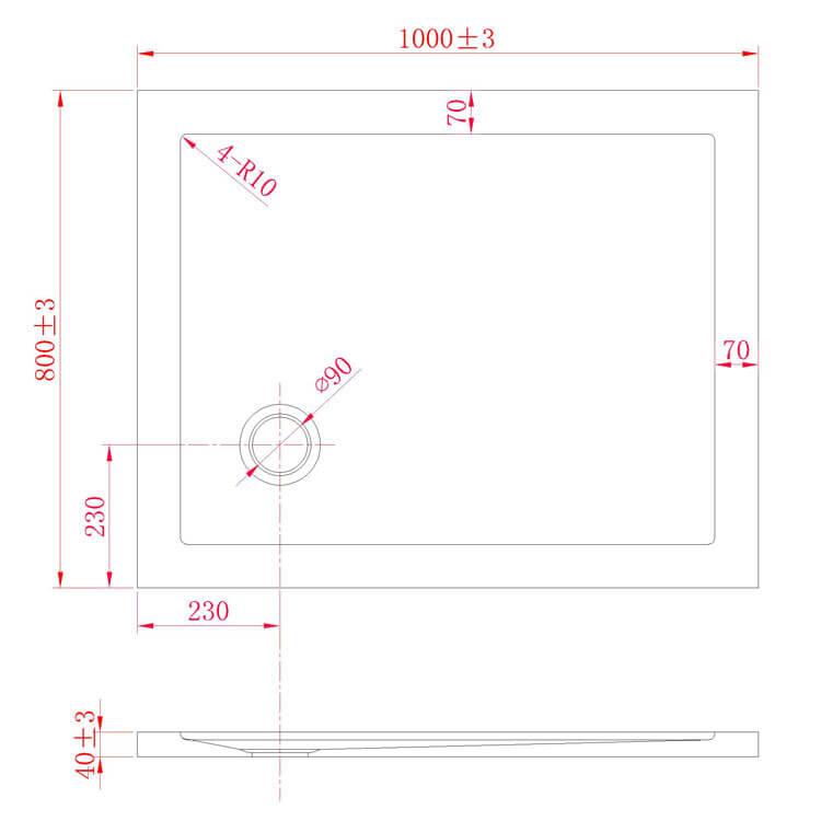 Piatto Doccia 80x100 cm in Acrilico Fosterberg Floret 2 Bianco