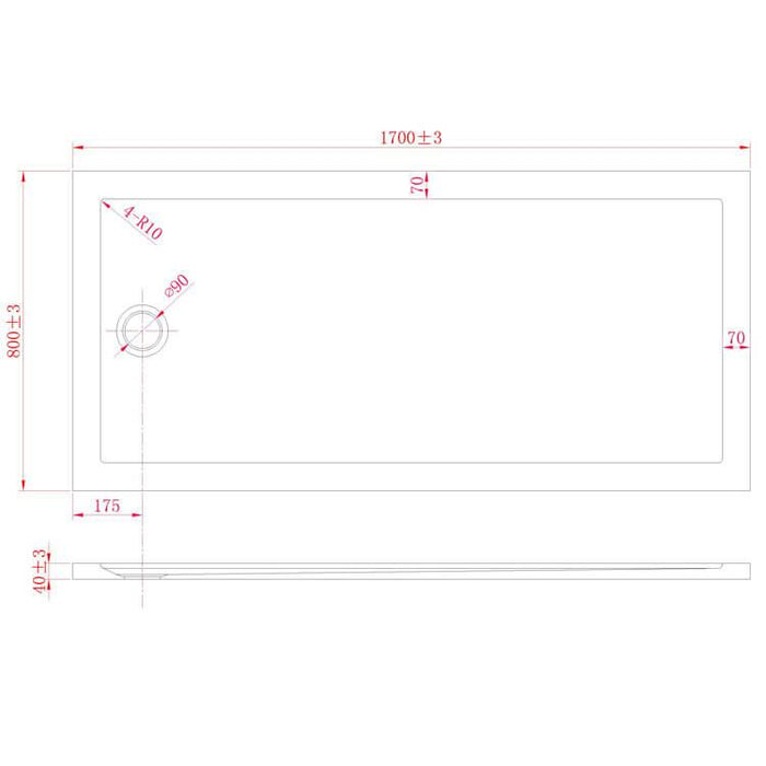 Piatto Doccia 80x170 cm in Acrilico Fosterberg Floret Bianco