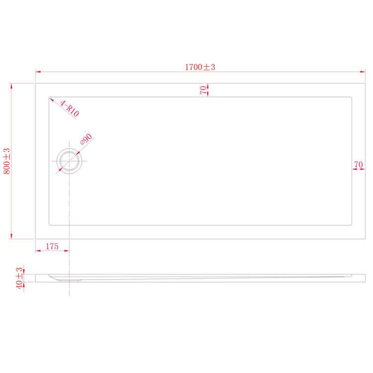 Piatto Doccia 80x170 cm in Acrilico Fosterberg Floret Bianco