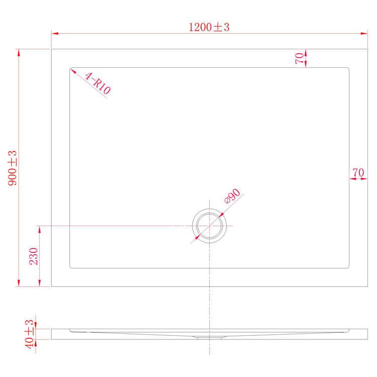 Piatto Doccia 90x120 cm in Acrilico Fosterberg Floret 3 Bianco