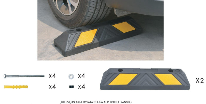 Set 2 Fermaruota Auto in Gomma Vulcanizzata 55x15x10 cm Arc Rubber ARC 5500 Kit