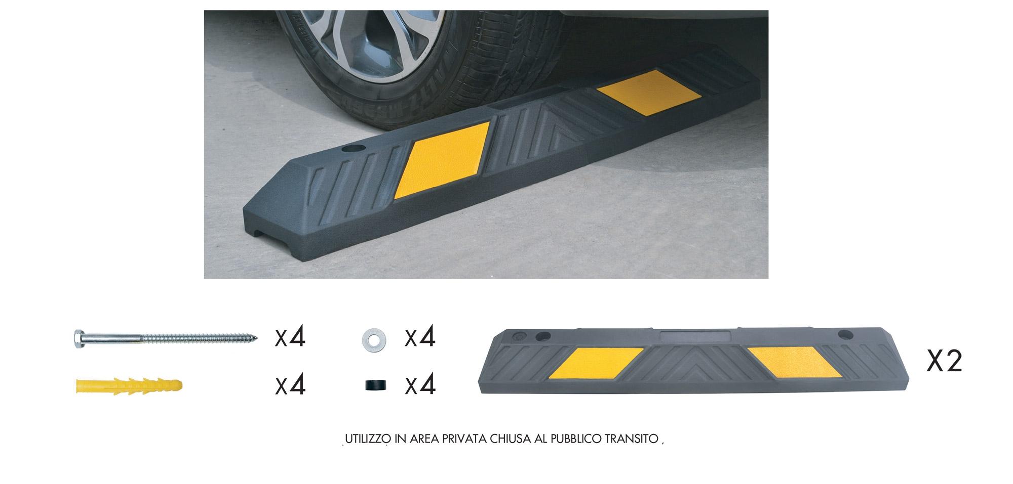 Set 2 Fermaruota Auto in Gomma Vulcanizzata 90x15x10 cm Arc Rubber ARC 9000 Kit