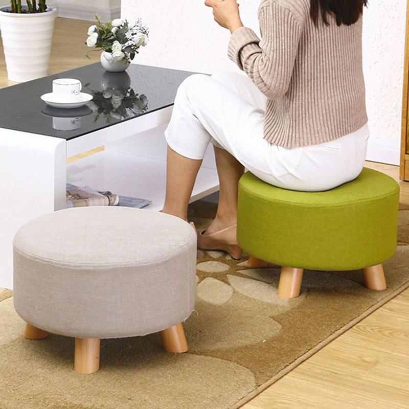 Pouf in Tessuto e Legno Massello 41x28H cm Fumer Grace Verde