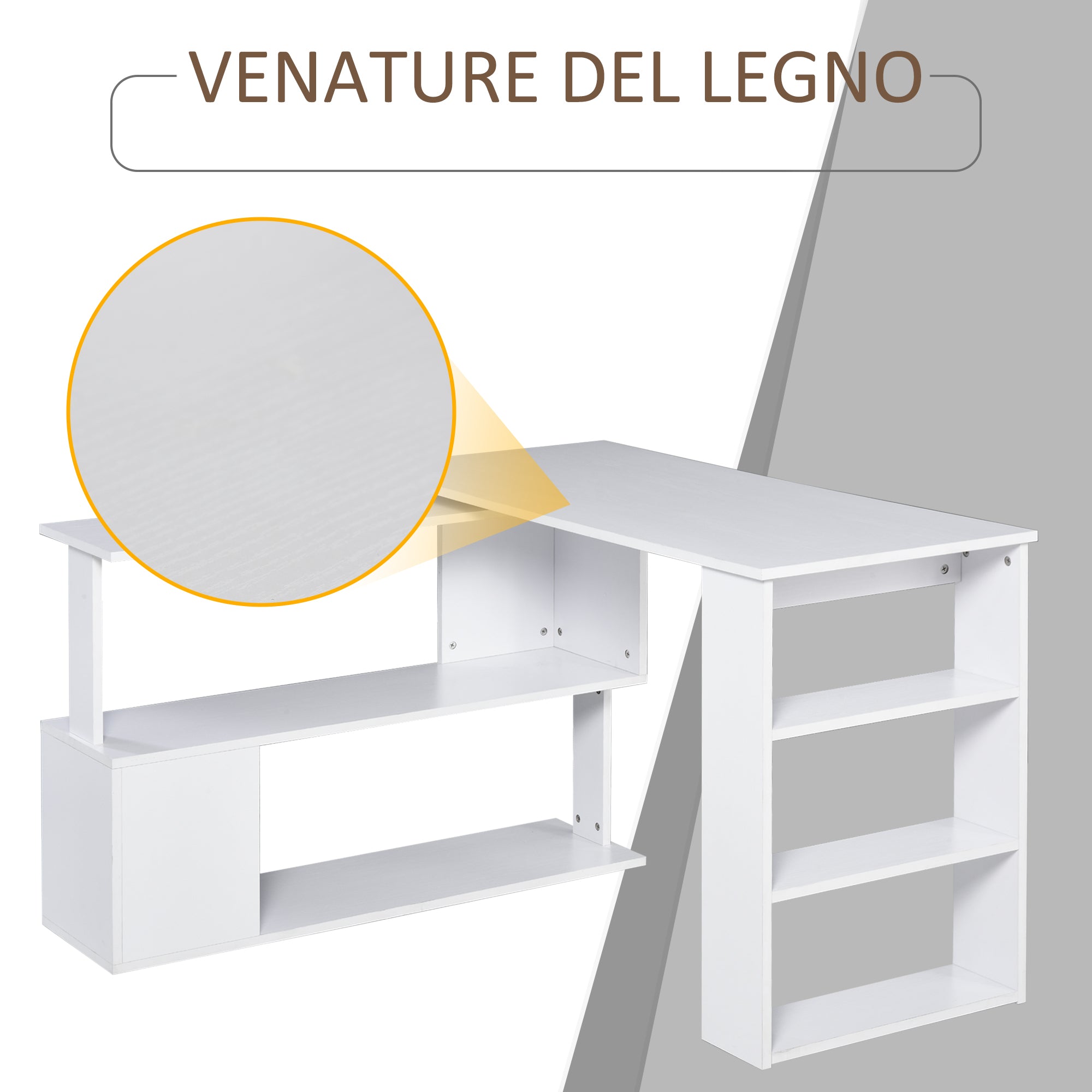 Scrivania da Ufficio ad Angolo in Legno 120x100x74 cm  Bianca