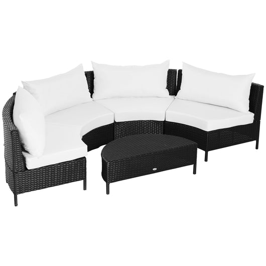 Set Salotto da Giardino Divano in Rattan Sintetico e Tavolino  Nero