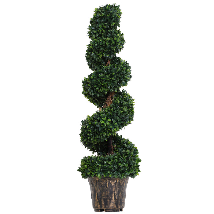 Pianta Artificiale Bosso a Spirale Ø32x112 cm con Vaso  Verde