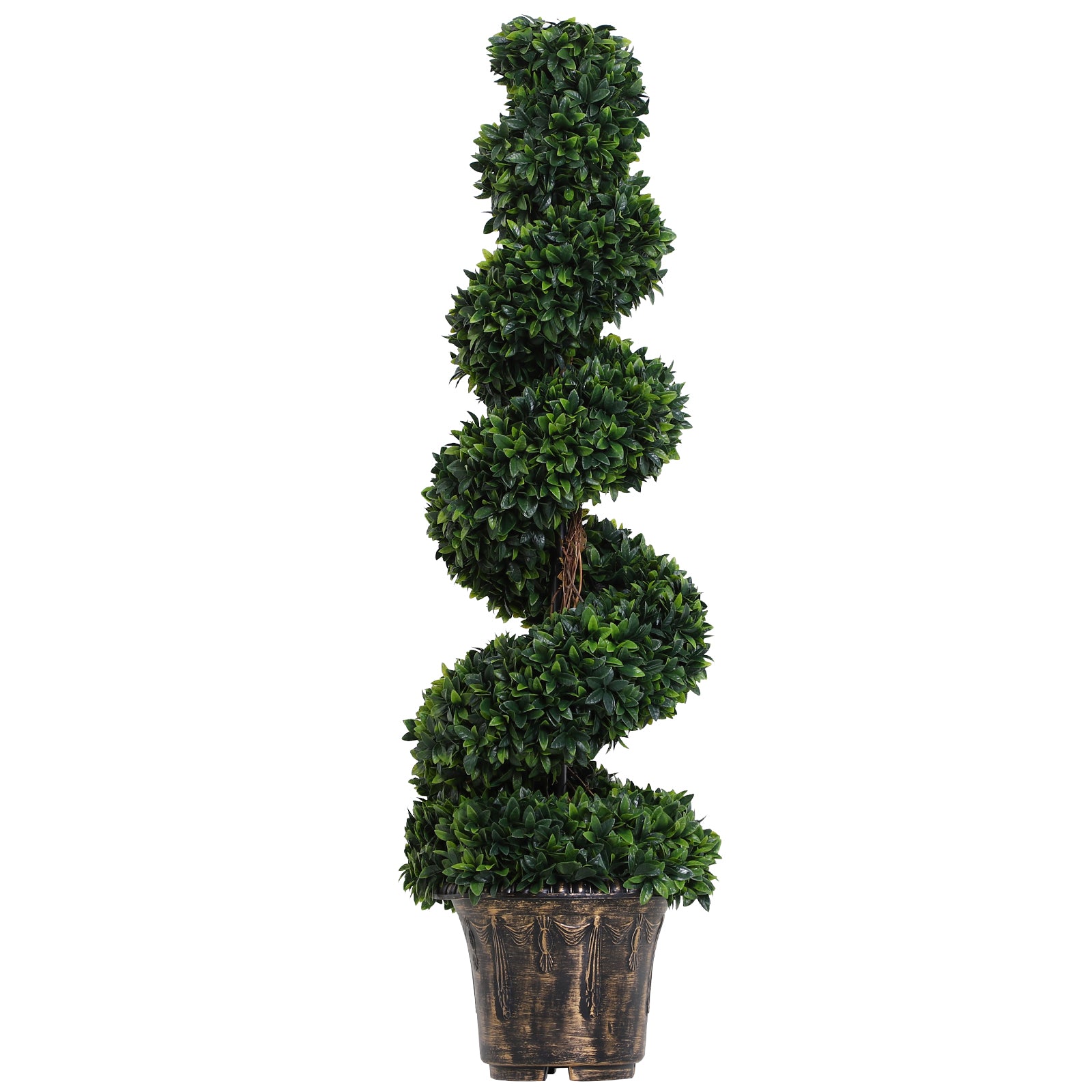 Pianta Artificiale Bosso a Spirale Ø32x112 cm con Vaso  Verde