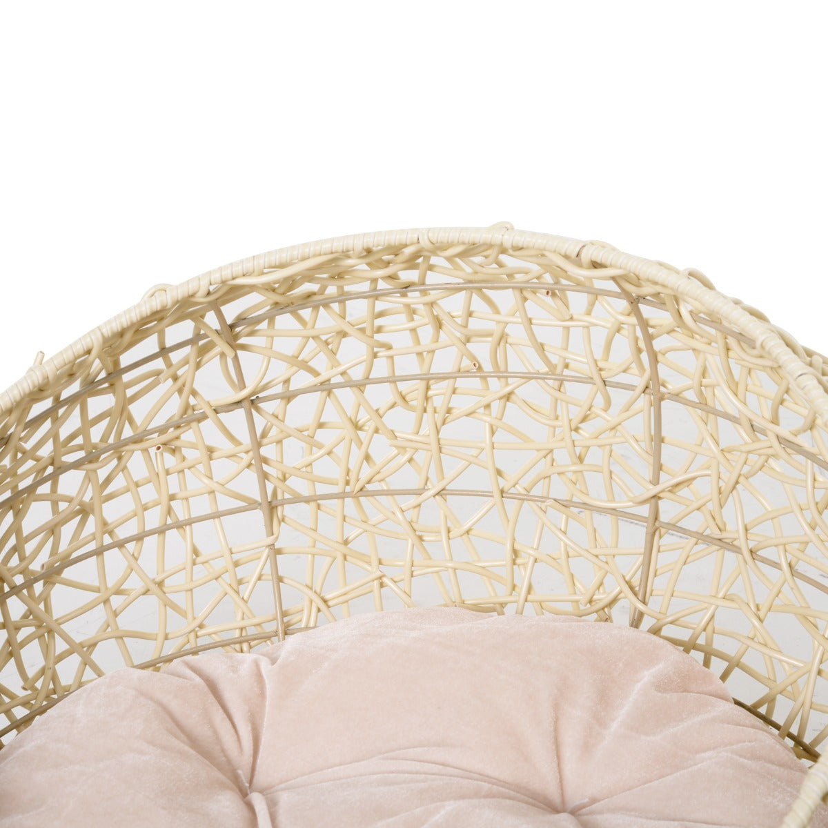 Cuccia in PVC Effetto Rattan per Gatti Ø56x35 cm con Cuscino  Beige