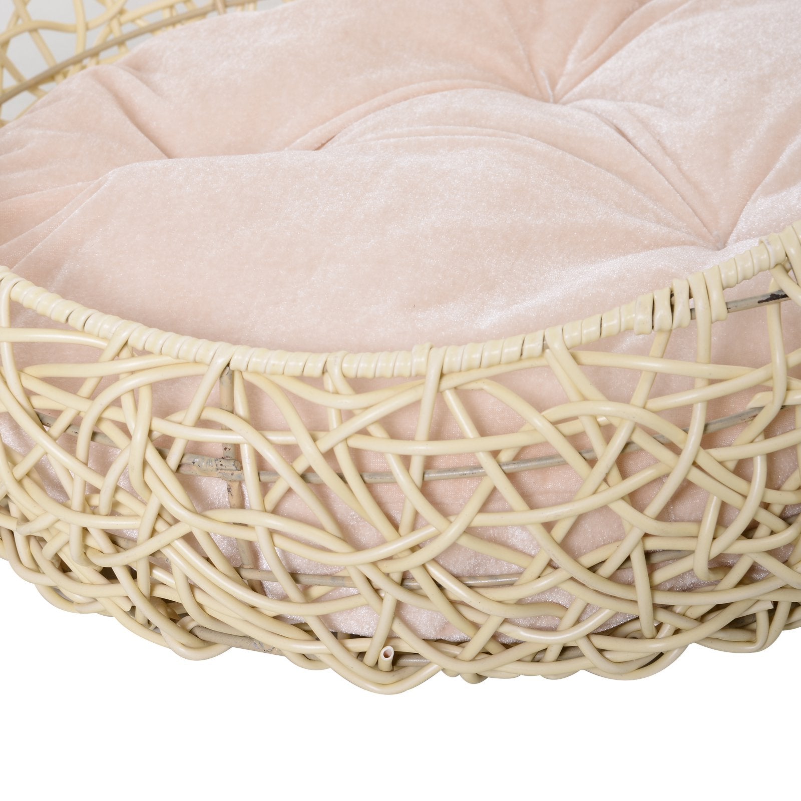 Cuccia in PVC Effetto Rattan per Gatti Ø56x35 cm con Cuscino  Beige