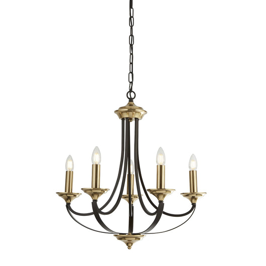 Lampadario Contemporaneo Campanile Acciaio Bronzo Marrone 5 Luci E14