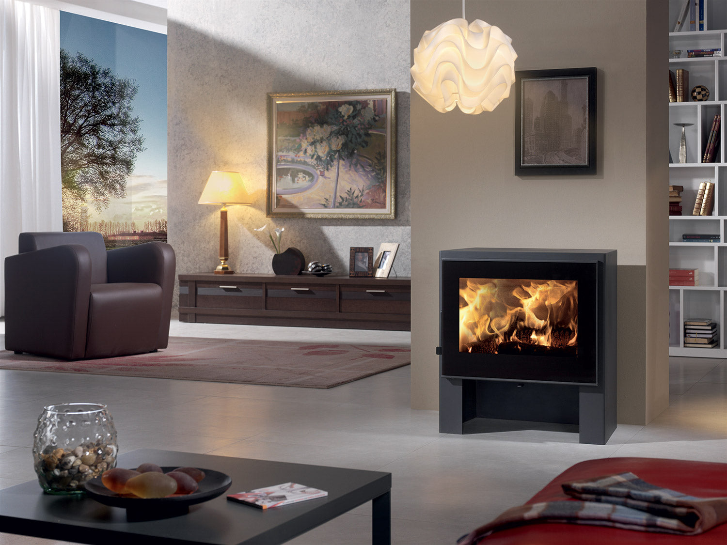 Stufa a Legna 6,7 kW 69,5x64x40 cm Naxos Nera