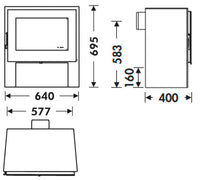 Stufa a Legna 6,7 kW 69,5x64x40 cm Naxos Nera