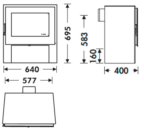 Stufa a Legna 6,7 kW 69,5x64x40 cm Naxos Nera