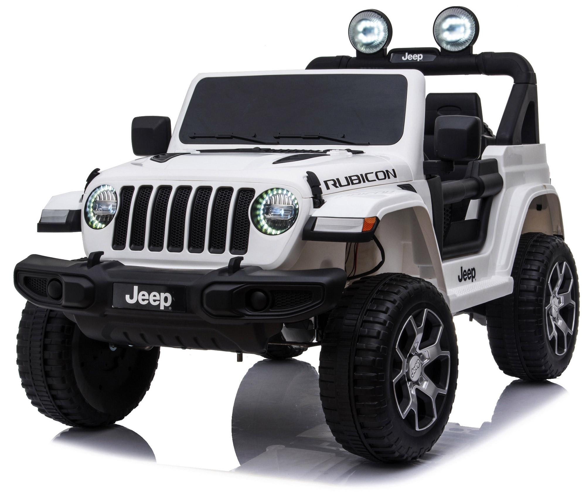 Macchina Elettrica per Bambini 12V 2 Posti con Licenza Jeep Wrangler Rubicon Bianca