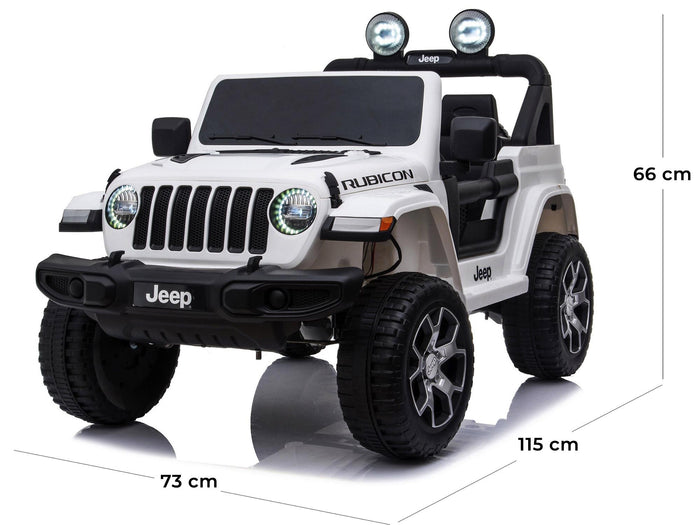 Macchina Elettrica per Bambini 12V 2 Posti con Licenza Jeep Wrangler Rubicon Bianca