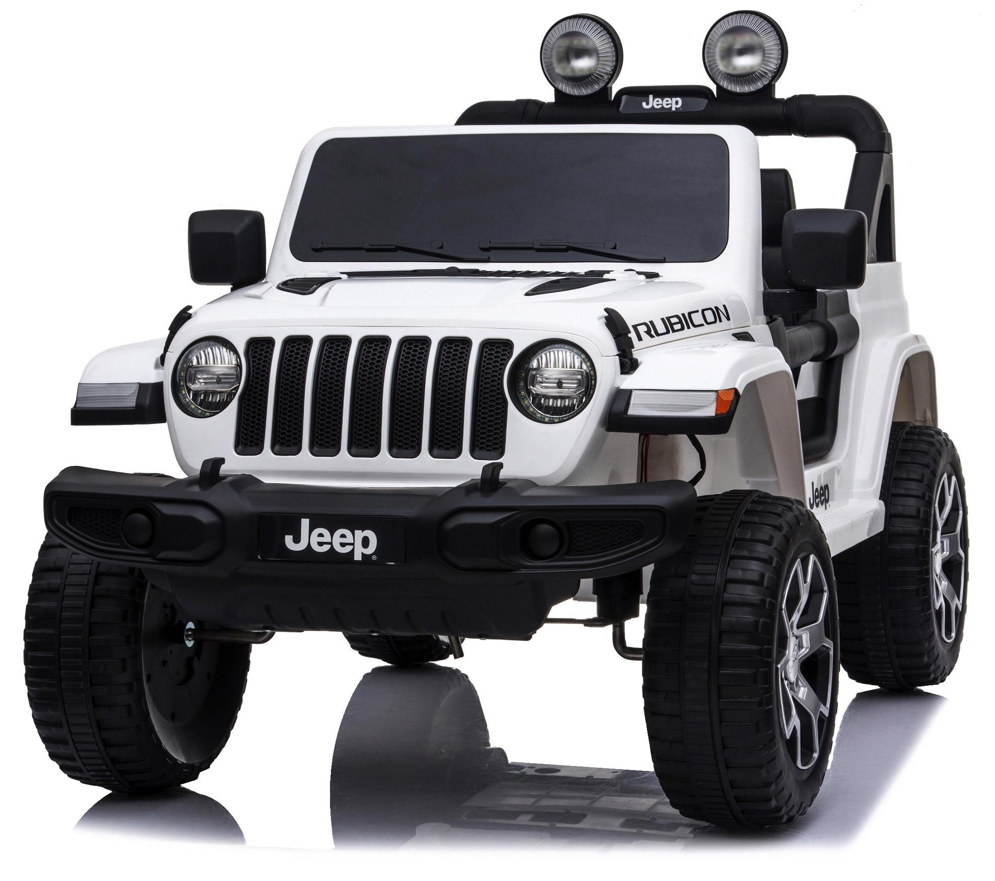 Macchina Elettrica per Bambini 12V 2 Posti con Licenza Jeep Wrangler Rubicon Bianca