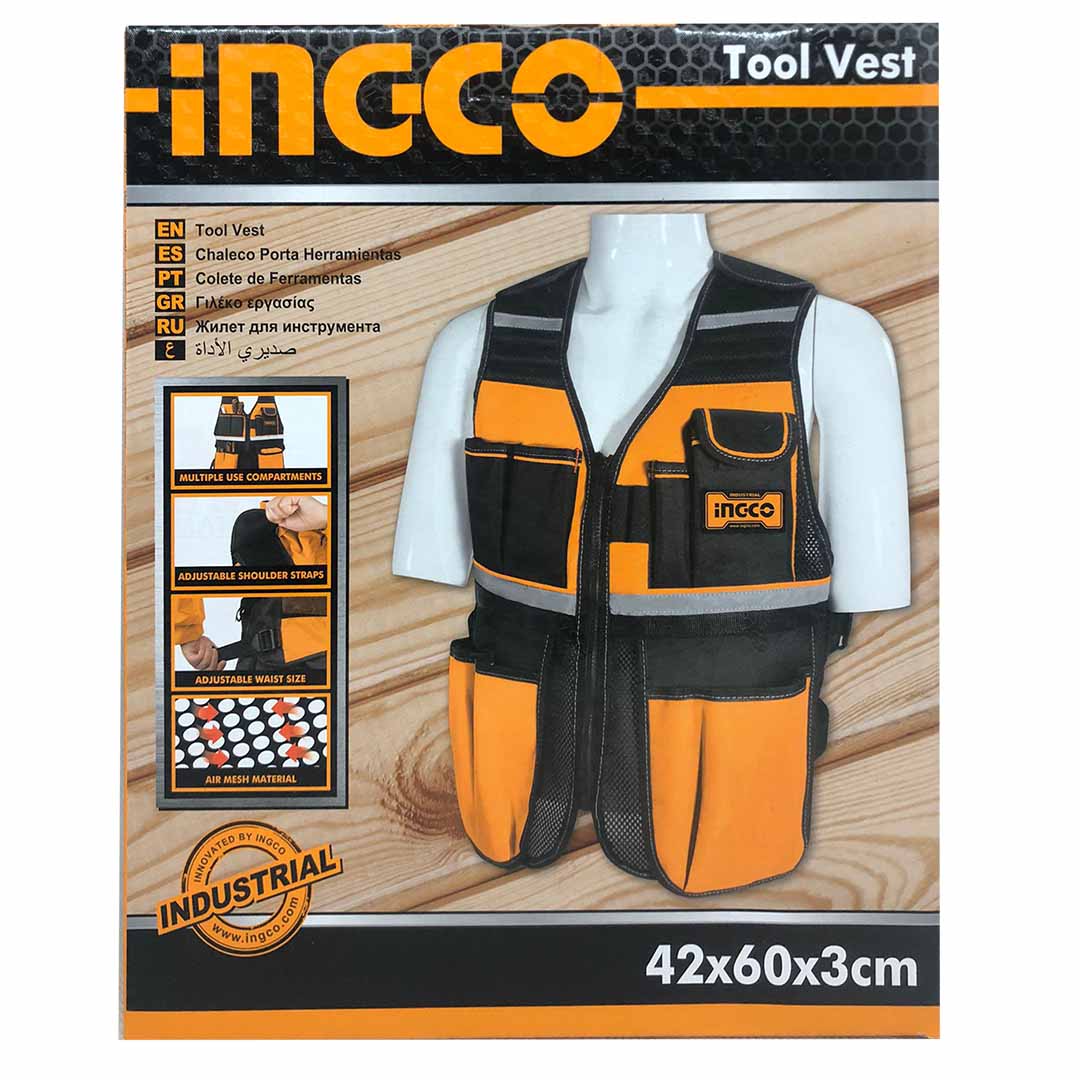 Gilet portattrezzi porta attrezzi utensili da lavoro 7 tasche Ingco HTVT0901