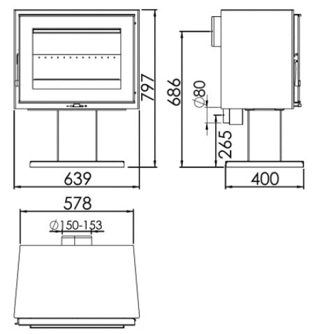 Stufa a Legna 6,7 kW 79,7x63,9x40 cm Verne Nera