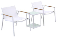 Set Tavolino e 2 Sedie da Giardino in Alluminio Kraus Raffaello Bianco