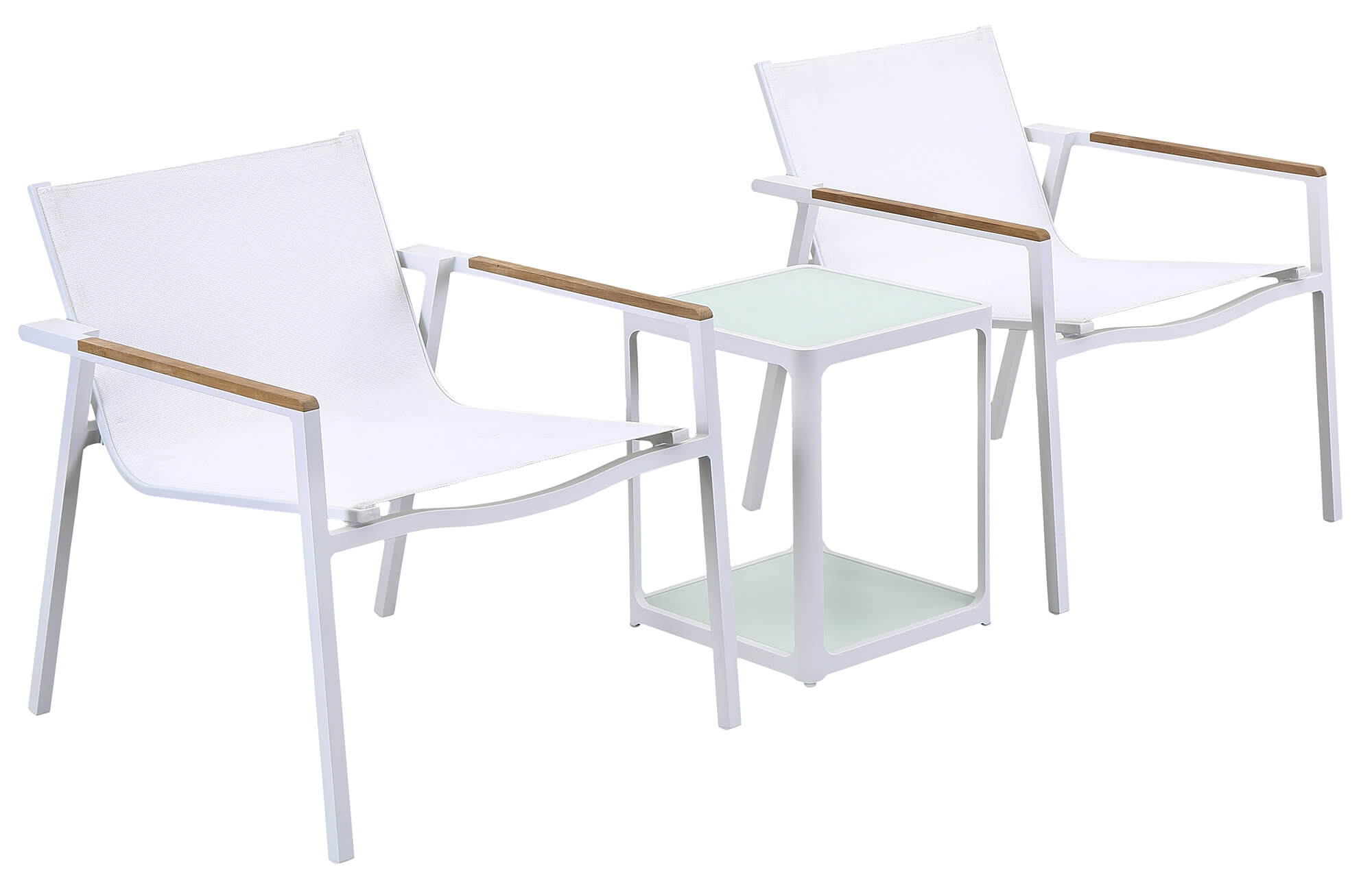 Set Tavolino e 2 Sedie da Giardino in Alluminio Kraus Raffaello Bianco