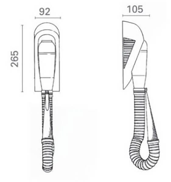 Asciugacapelli Phon da Parete con Tubo 700W Moel Elephon 320TC Bianco