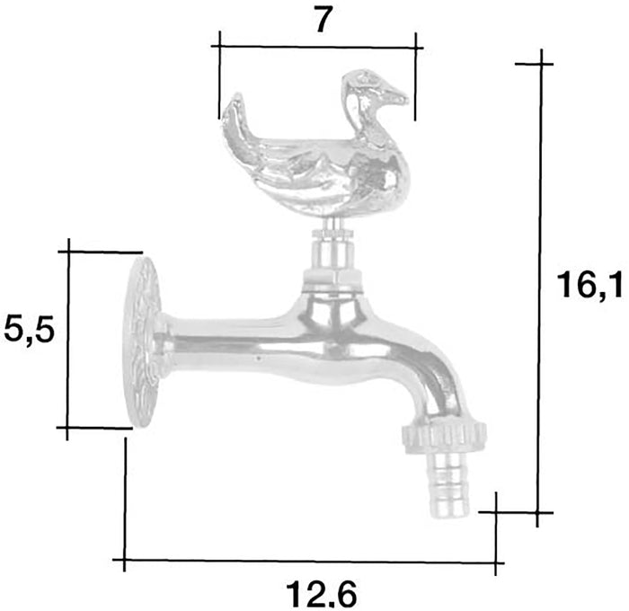Rubinetto per Fontana da Giardino in Ottone Cromato con Attacco Rapido Morelli Anatra