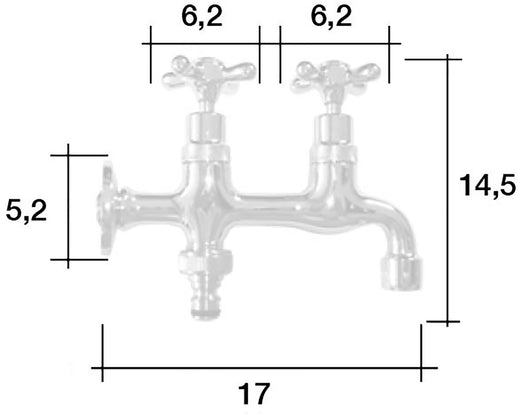 Rubinetto Doppio per Fontana da Giardino in Ottone Morelli Tandem