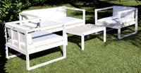 Set da Giardino Divano Poltrone e Tavolino in Polyrattan Morel Montreal Bianco