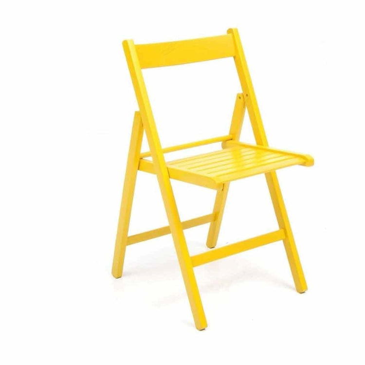 Set sedie richiudibile a libro in legno  giallo arancio bianco viola