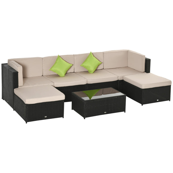 Set Salotto da Giardino in Polyrattan Divano 2 Poltrone  Virginia Nero e Beige