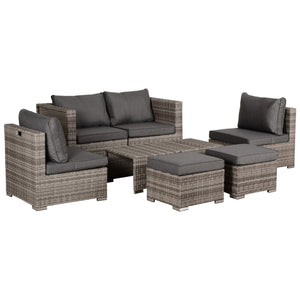 Set Salotto da Giardino in Polyrattan Divano 2 Poltrone  Kore Grey Grigio