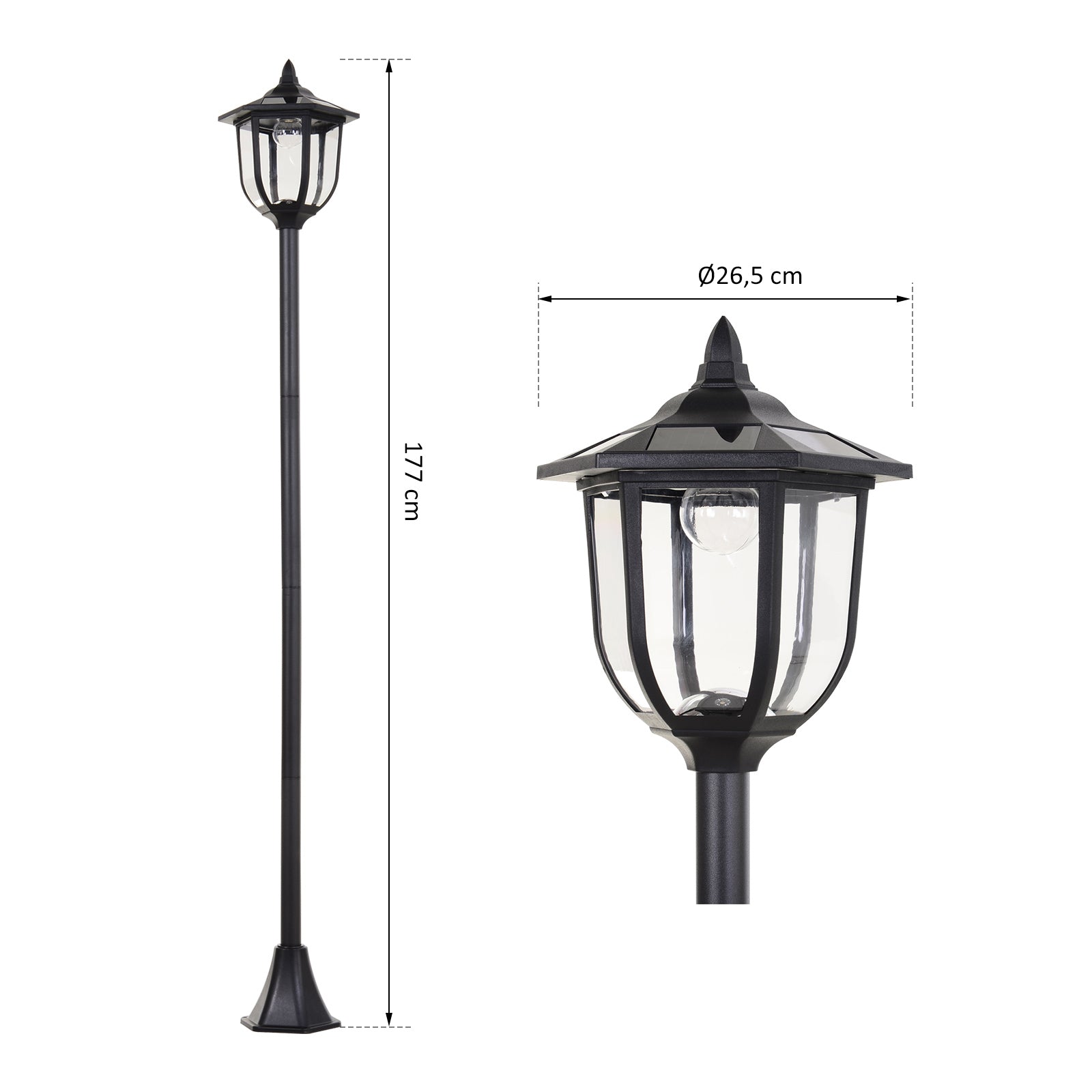 Lampione da Giardino LED a Energia Solare H177 cm  Vincent