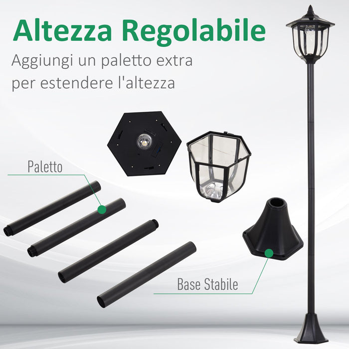 Lampione da Giardino LED a Energia Solare H177 cm  Vincent