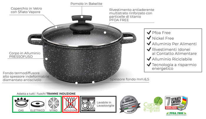 Batteria di Pentole 8 Pezzi in Alluminio Pressofuso Antiaderente Olympia Hard Cook