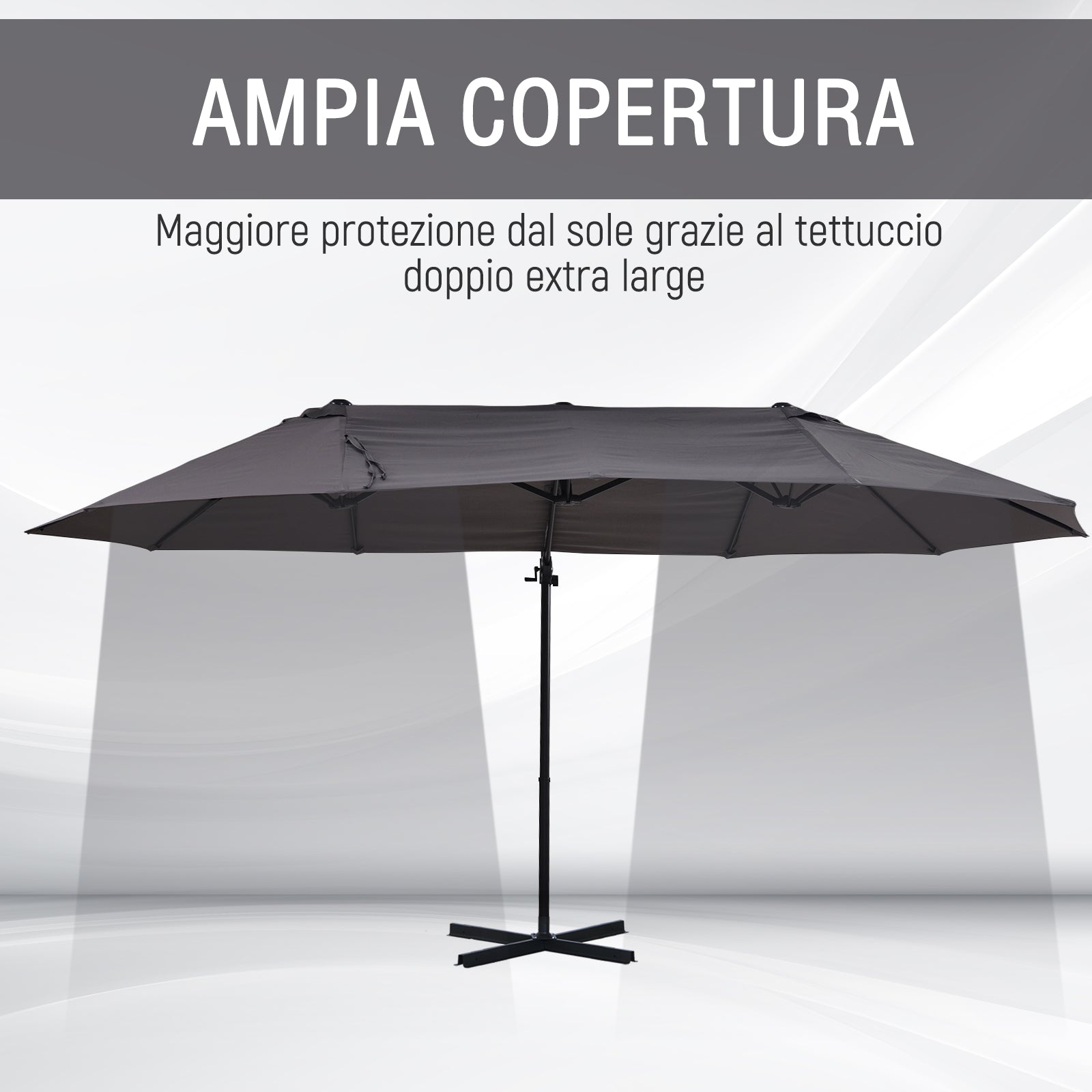 Ombrellone da Giardino 270x460x250 cm  Begsun Grigio